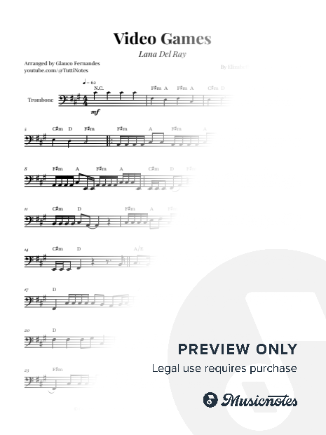 Video Games by Lana Del Rey | TROMBONE SOLO (with Chords)