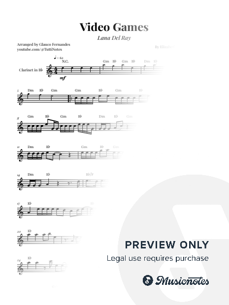 Video Games by Lana Del Rey | Bb CLARINET SOLO (with Chords)
