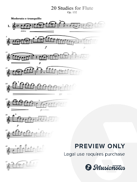 Giuseppe Gariboldi, 20 Studies for Flute, Op.132, for Flute Solo Original