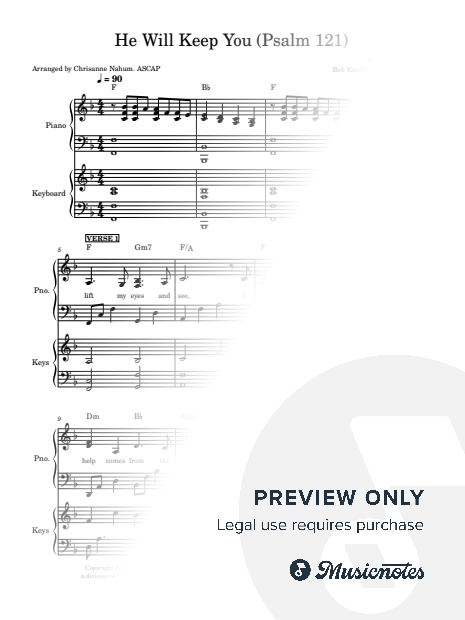 He Will Keep You (Psalm 121) (Sovereign Grace) with Keyboard Part