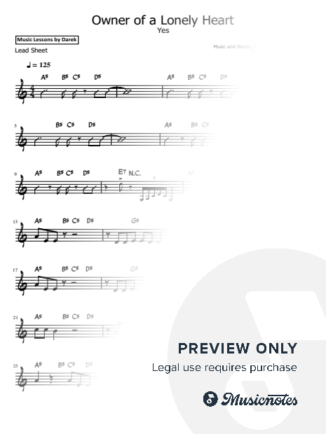 Owner of a Lonely Heart (Yes) - Lead Sheet