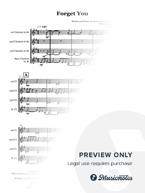 Forget You by Cee-Lo Green - Clarinet quartet
