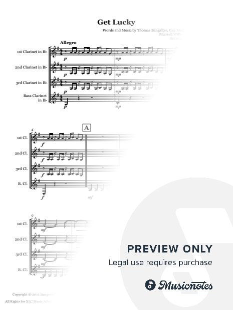 Get Lucky by Daft Punk - Clarinet quartet