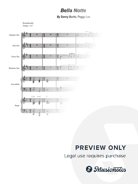 Bella Notte (This is the Night) (Saxophone Quartet and Piano)