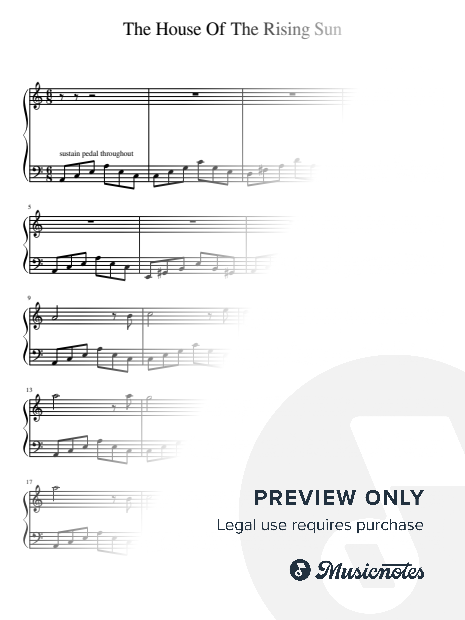 The House Of The Rising Sun, for Easy Piano