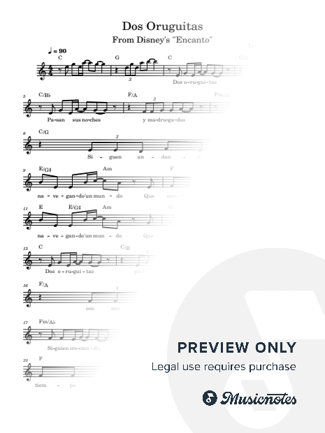 Dos Oruguitas, From Encanto (Lead Sheet With Chord&Lyrics)