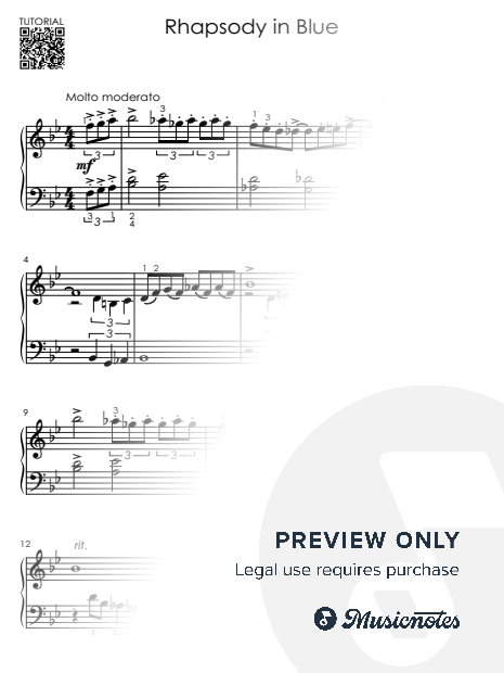 Rhapsody in Blue I Gershwin - Easy Piano Early Intermediate for Late Beginners
