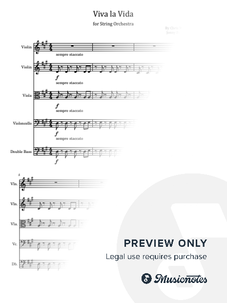 Coldplay, Viva la Vida, for String Orchestra
