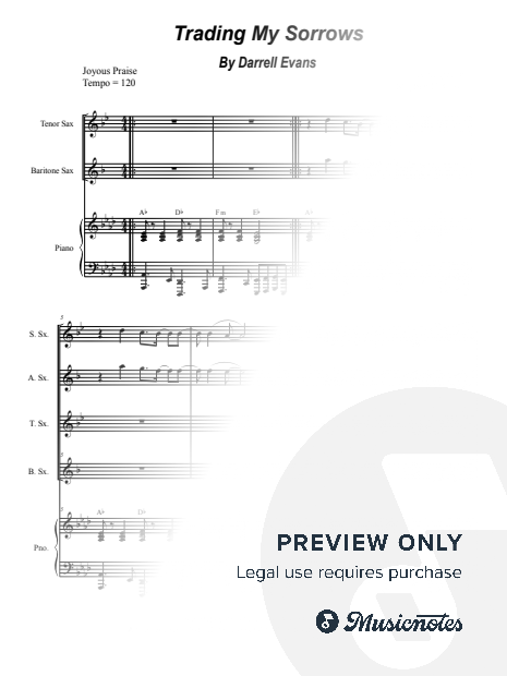 Trading My Sorrows (Saxophone Quartet and Piano)