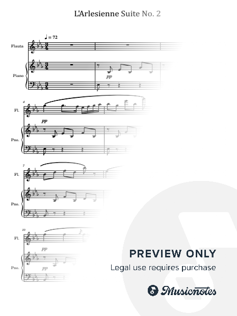 G.Bizet, Op.23: III.Minuet in E-flat, From L'Arlesienne Suite No.2, for Flute and Piano