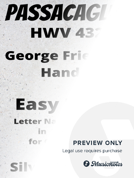 Passacagila HWV 432 Easy Piano Sheet Music