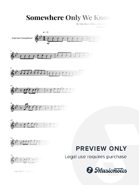 Somewhere Only We Know - Keane | SOPRANO SAX SOLO