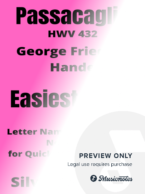 Passacagila HWV 432 Easiest Piano Sheet Music