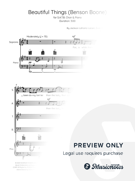 Beautiful Things – SATB Choir & Piano | Benson Boone