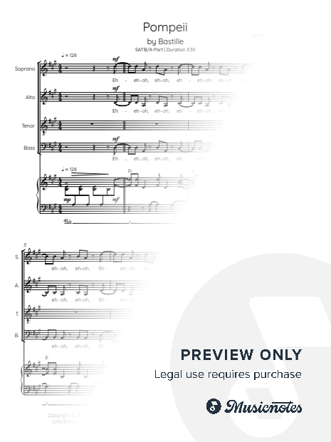Pompeii – SATB Choir & Piano | Bastille