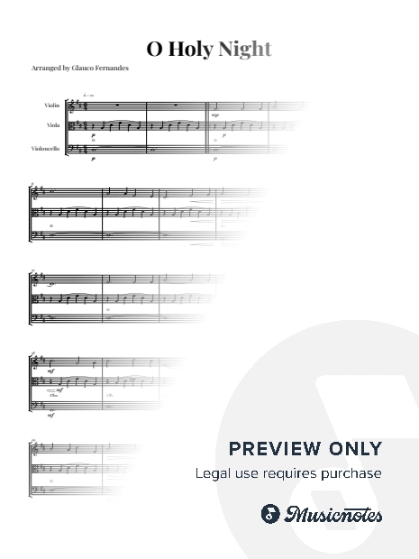 O Holy Night | STRING TRIO (Violin, Viola, and Cello) (with Chords)