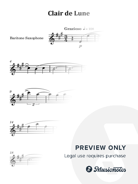 Clair de Lune | EASY BARITONE SAX SOLO