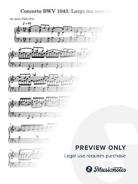 Bach: Largo from two violins concerto BWV 1043 arranged for piano solo by Pablo Ortiz