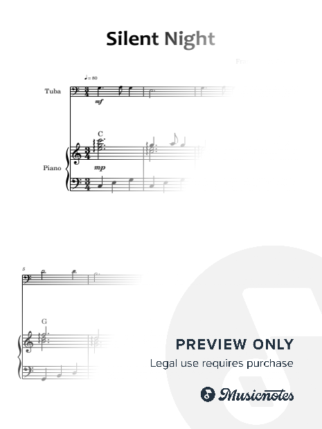 Silent Night | Easy Tuba and Piano (with Chords)