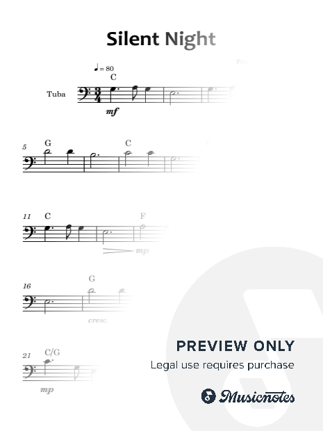 Silent Night | Easy Tuba (with Chords)