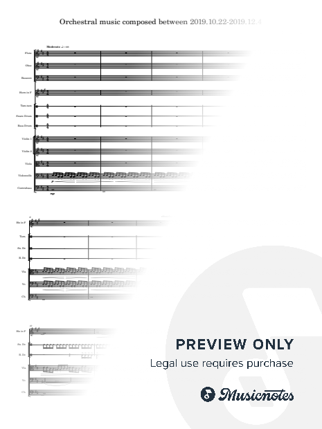 Orchestral music composed between 2019.10.22-2019.12.4 (A3 Complete score and B4 Parts)