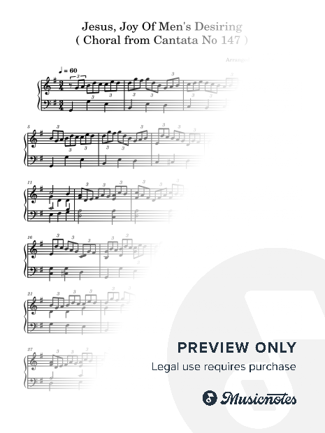 Jesus Joy of Man's Desiring BWV 147 - Bach (intermediate - medium version)