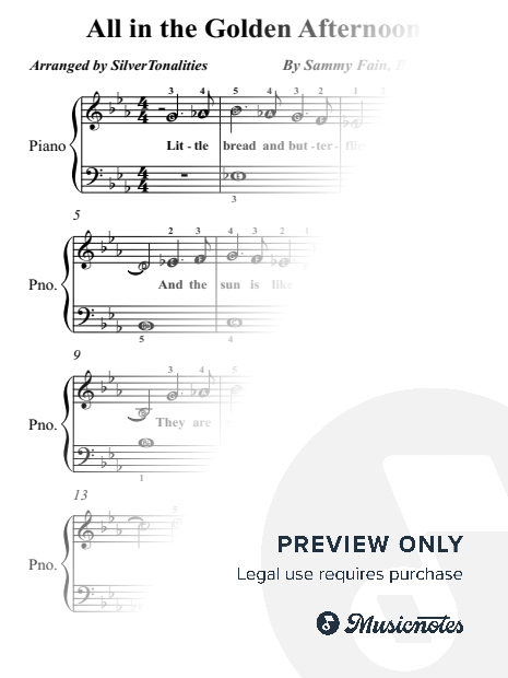 All in the Golden Afternoon Easy Piano