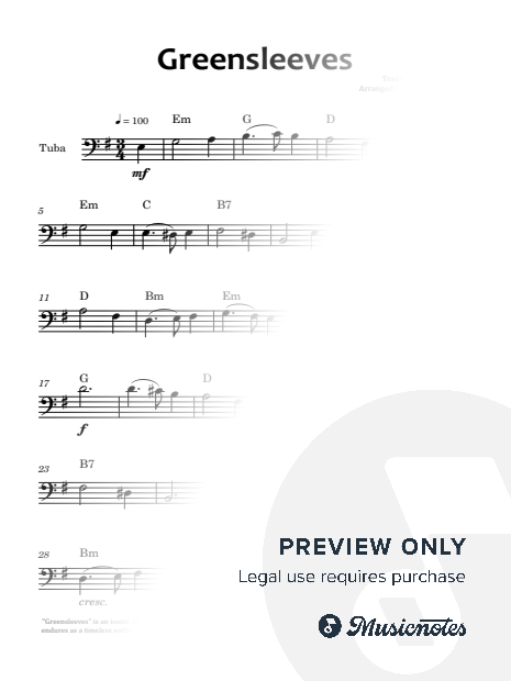 Greensleeves | TUBA SOLO (with Chords)
