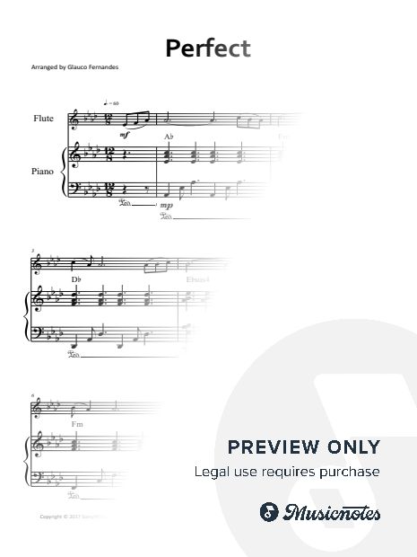 Perfect - Ed Sheeran | FLUTE and PIANO (Low Version, with Chords)