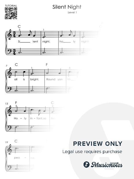Silent Night - Easy Piano Tutorial for Beginners (Level 1)