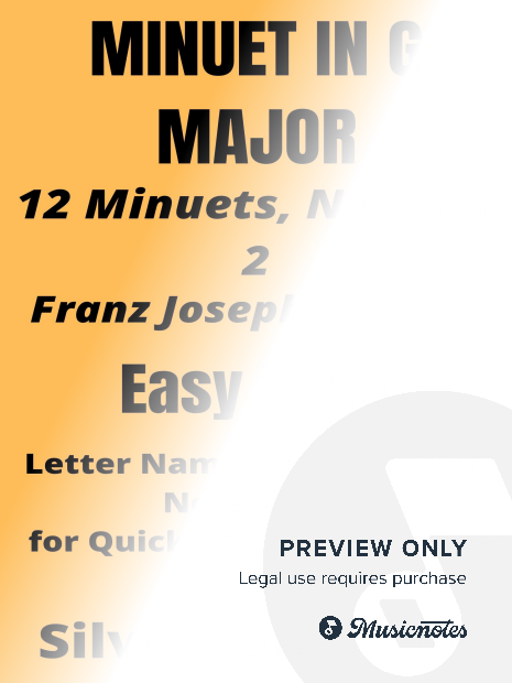 Minuet in G Major Number 2 Easy Piano Sheet Music