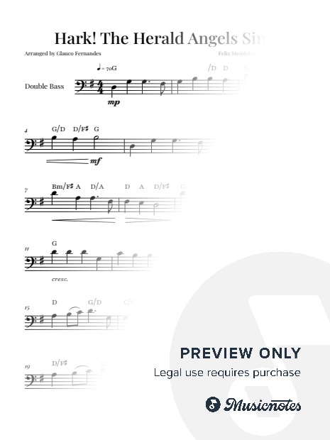 Hark! The Herald Angels Sing - Christmas Song | DOUBLE BASS SOLO (with Chords)