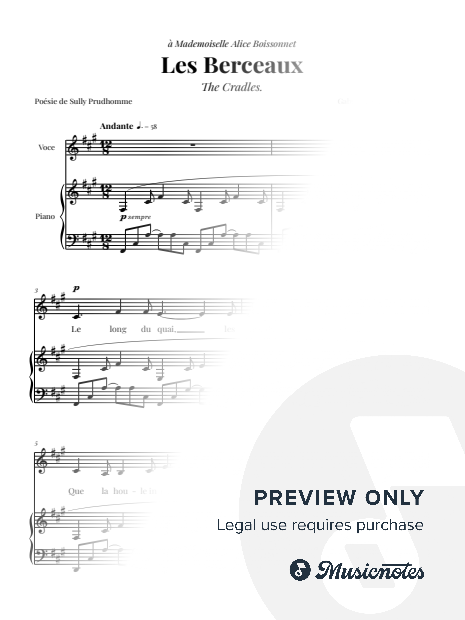 Les Berceaux - Fauré | VOICE & PIANO (F#m, Treble Clef)