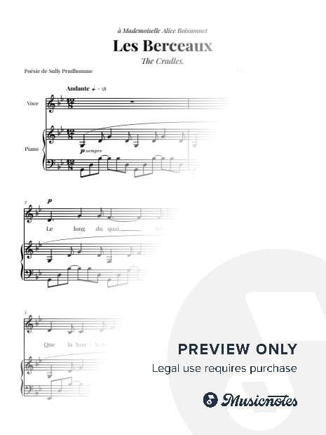 Les Berceaux - Fauré | VOICE & PIANO (Gm, Treble Clef)