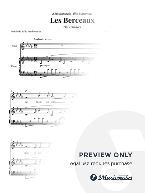 Les Berceaux - Fauré | VOICE & PIANO (Bbm, Bass Clef)
