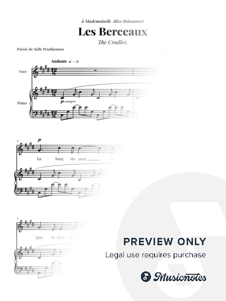 Les Berceaux - Fauré | VOICE & PIANO (C#m, Bass Clef)