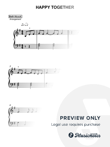 Happy Together (The Turtles) - early intermediate piano