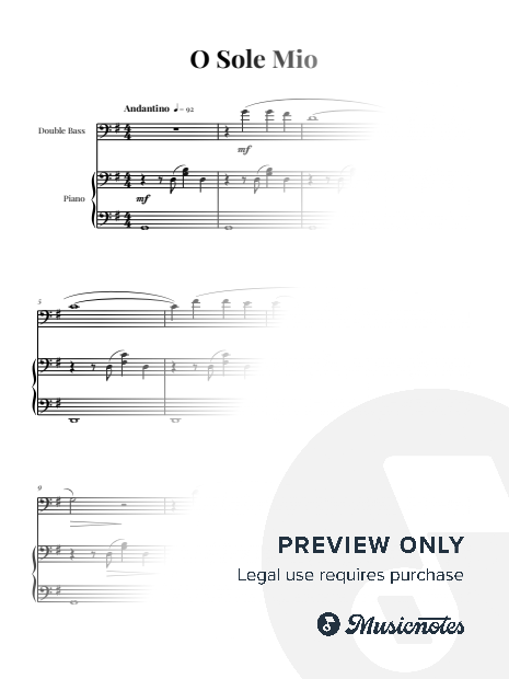 O Sole Mio | DOUBLE BASS and PIANO