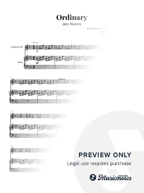 Alex Warren - Ordinary | Clarinet & Piano Sheet Music