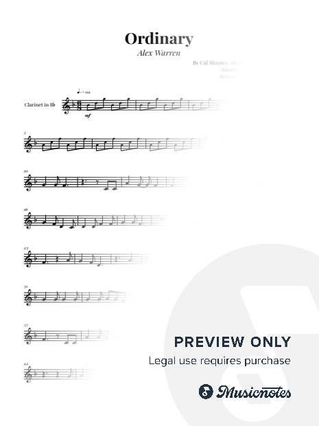 Alex Warren - Ordinary | Clarinet Solo Score