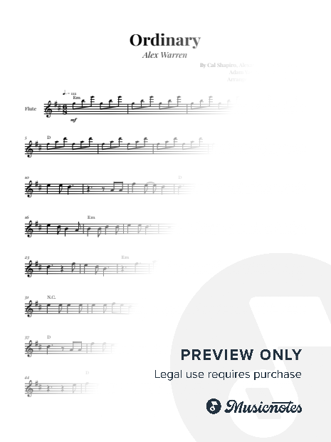 Alex Warren - Ordinary | Flute Solo (with Chords)