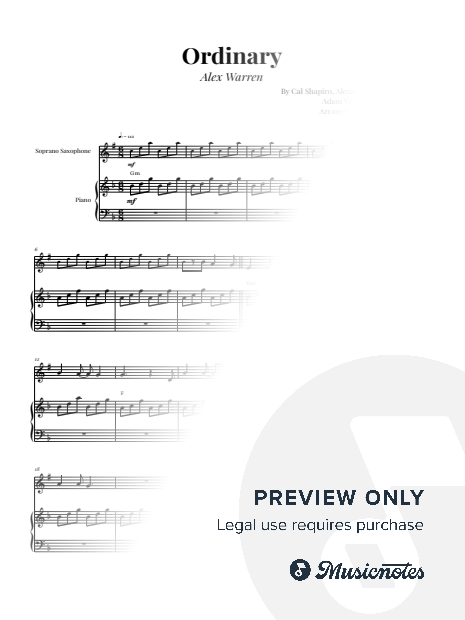 Alex Warren - Ordinary | Soprano Saxophone & Piano (with Chords)