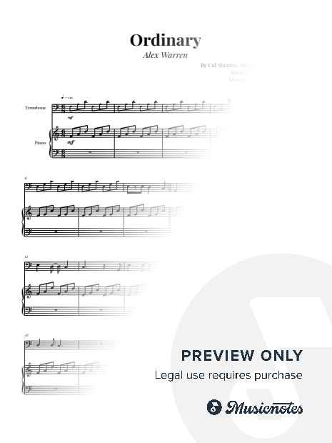 Alex Warren - Ordinary | Trombone & Piano Sheet Music