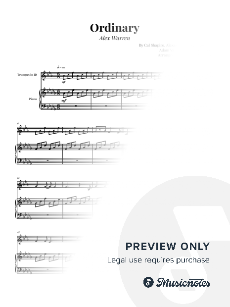 Alex Warren - Ordinary | Trumpet & Piano Sheet Music