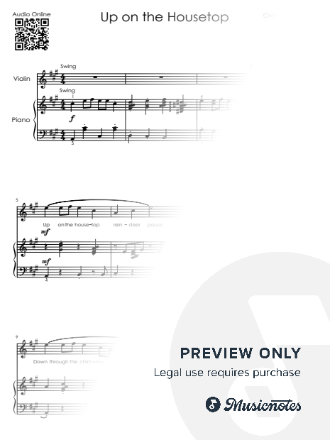 Up on the Housetop – Violin & Piano Duet | Easy Intermediate Sheet Music + Piano Only