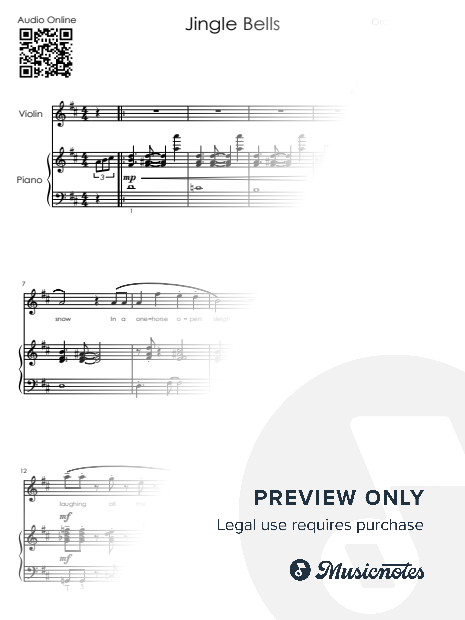 Jingle Bells – Violin & Piano Duet | Easy Intermediate Sheet Music in D Major + Piano Only