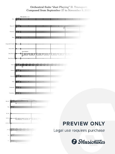 Orchestral Suite "Just Playing" II. Transport: Composed from September 17 to November 9, 2020. (A3 Complete Score and B4 Parts)