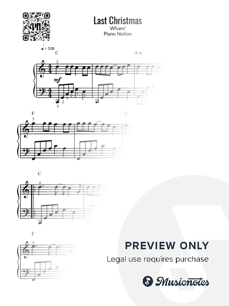 Last Christmas, Wham!, George Michael (Easy Piano)