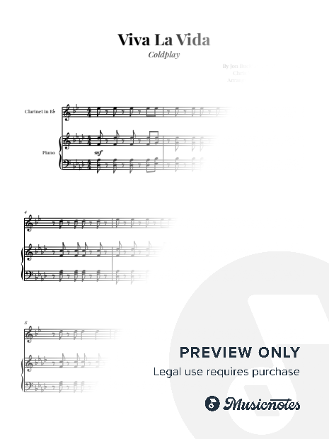 Viva La Vida - Coldplay | EASY Bb CLARINET and PIANO