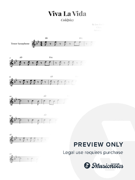 Viva La Vida - Coldplay | EASY TENOR SAX SOLO (with Chords)
